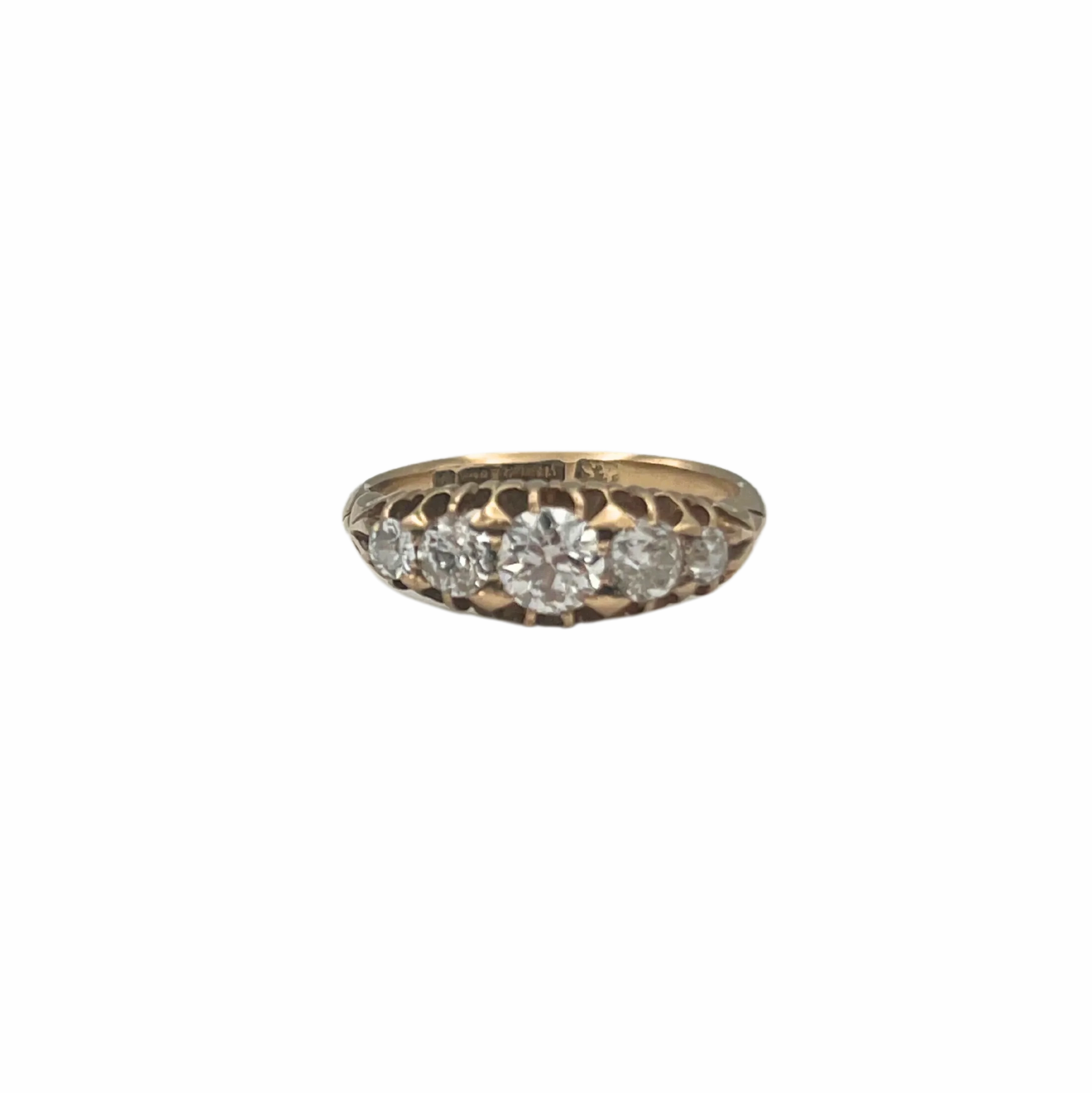 Antique English (Birmingham) 0.86ct Old European cut 5 stone ring Circa 1898