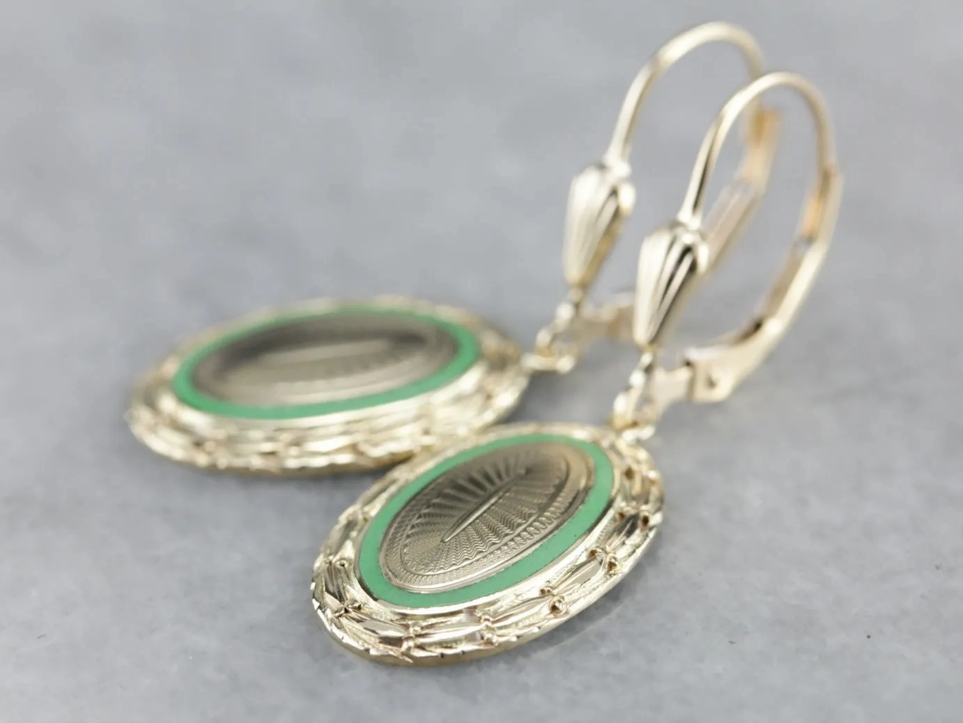 Antique Gold Enamel Earrings