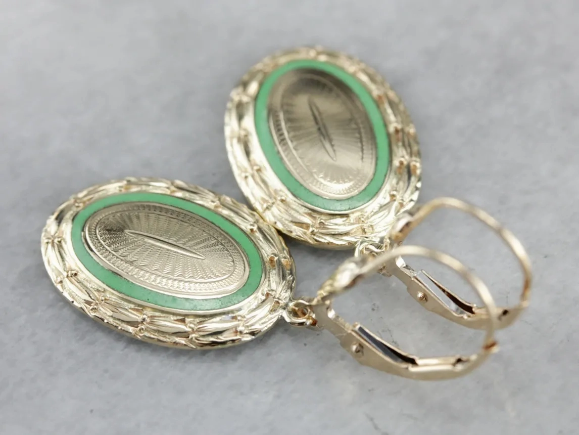 Antique Gold Enamel Earrings