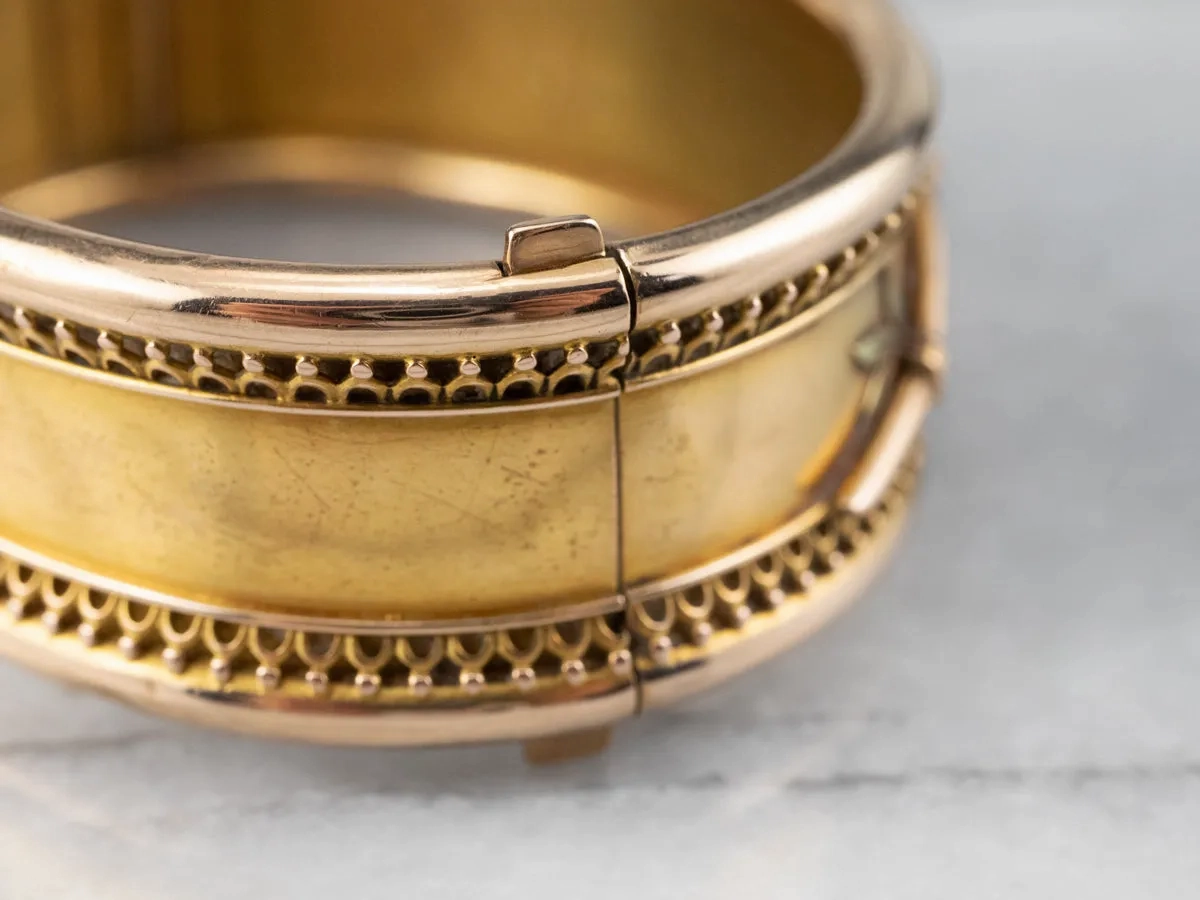Antique Japonisme Gold Bangle Bracelet