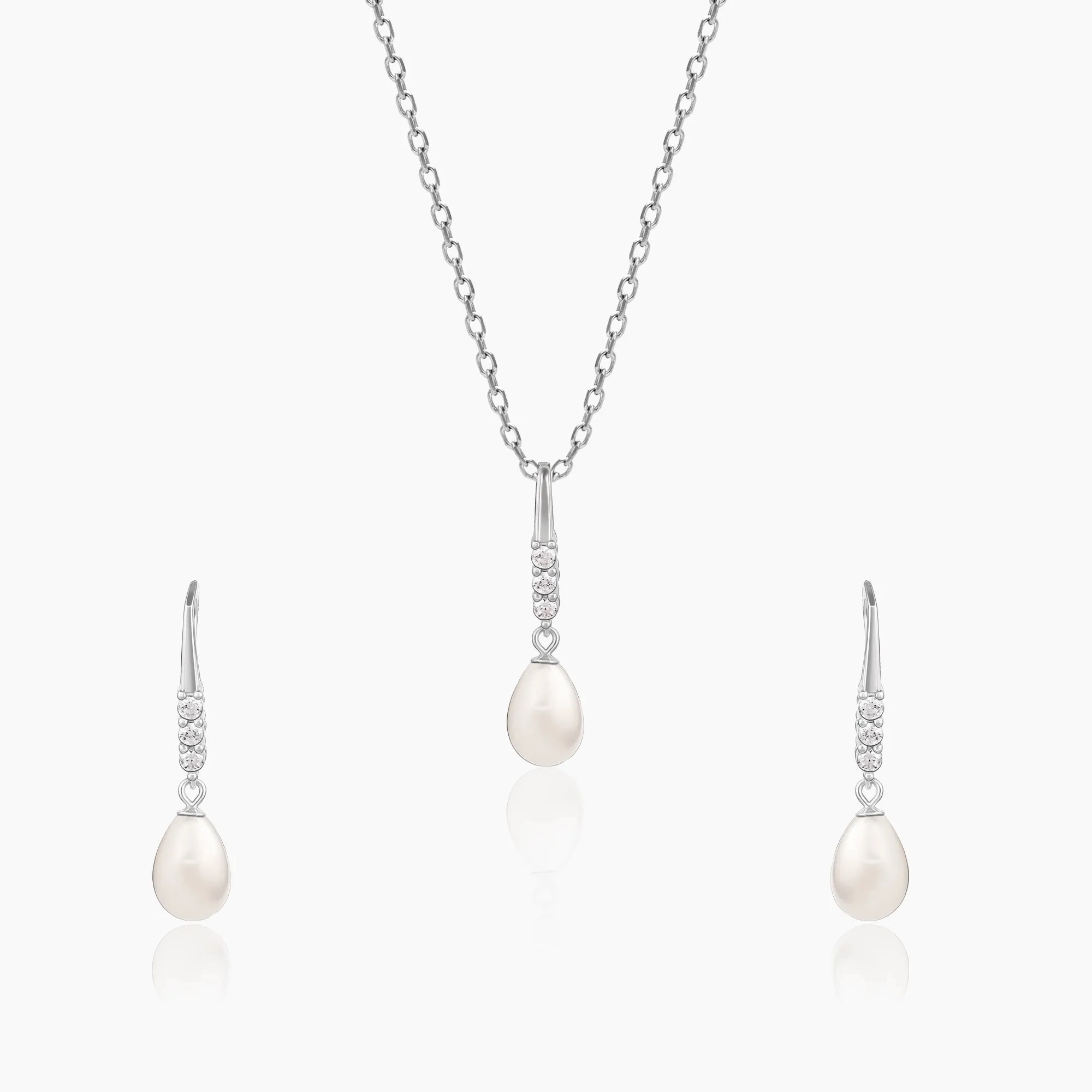 Anushka Sharma Silver Drops of Pearls Set