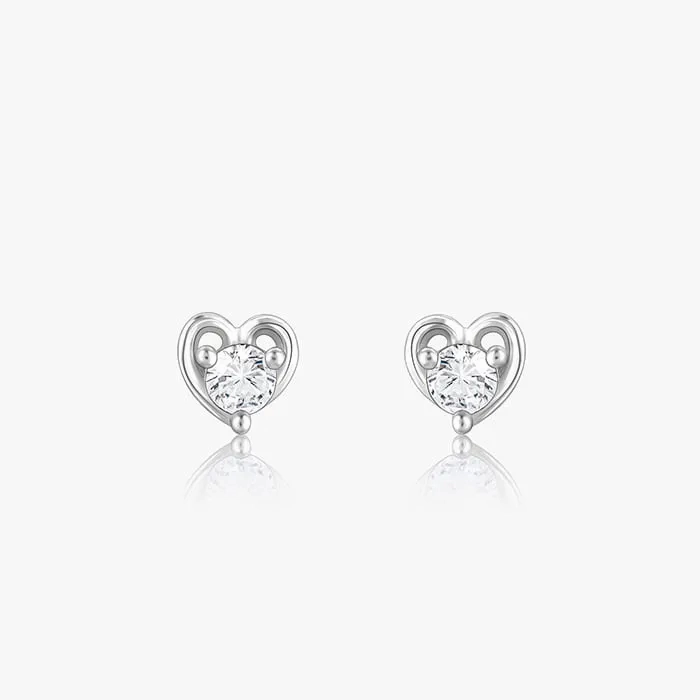 Anushka Sharma Silver Zircon Small Heart Studs