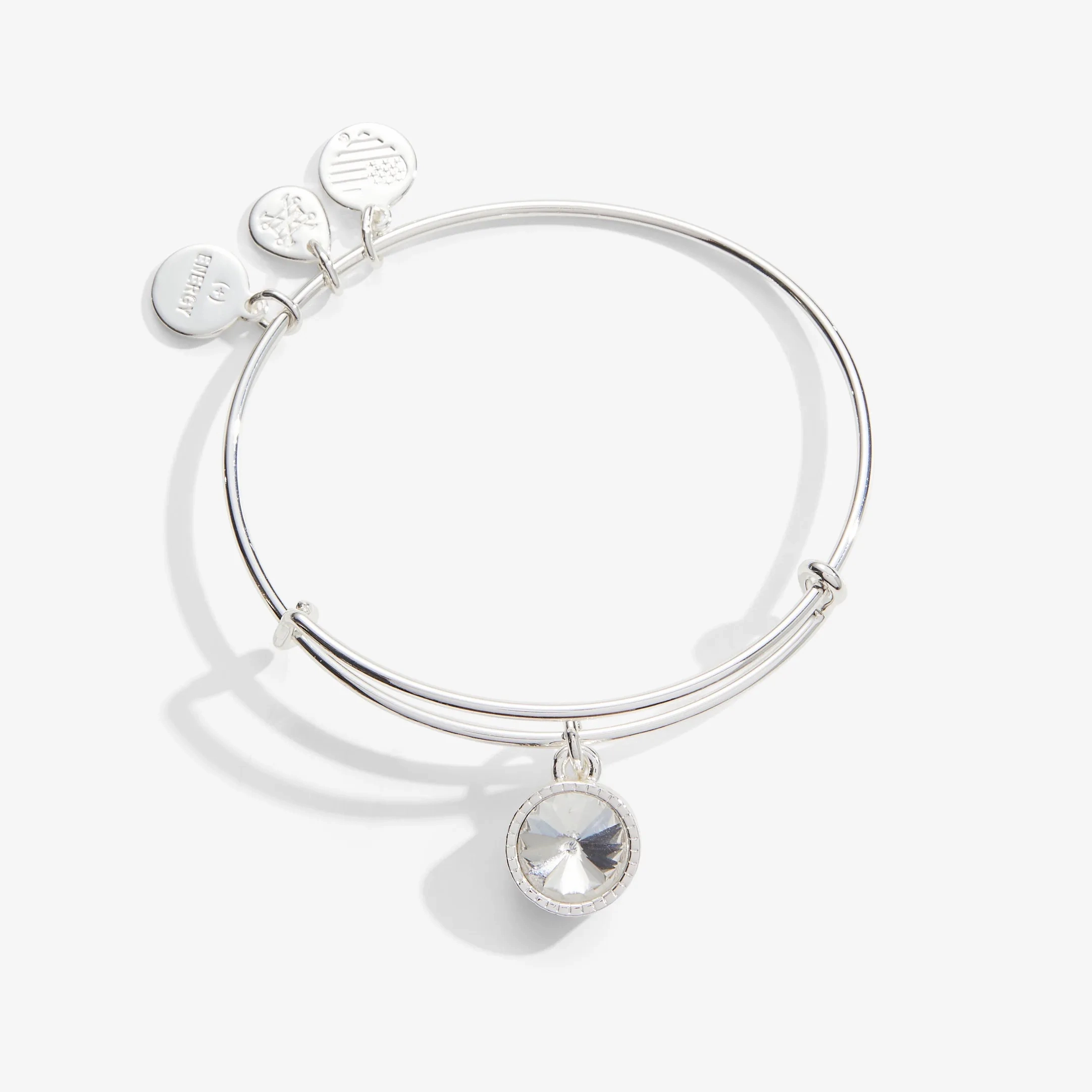 April Clear Crystal Birthstone Charm Bangle