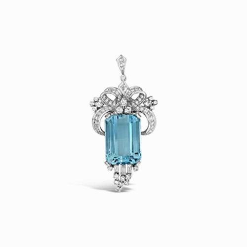 Aquamarine &amp; Diamond Estate Clips/Pendant