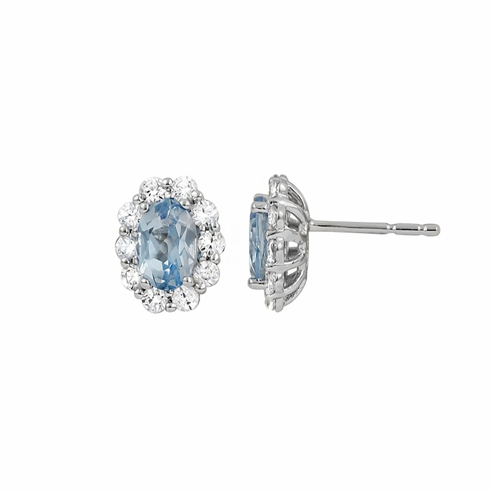 Aquamarine &amp; Diamond Halo Earrings