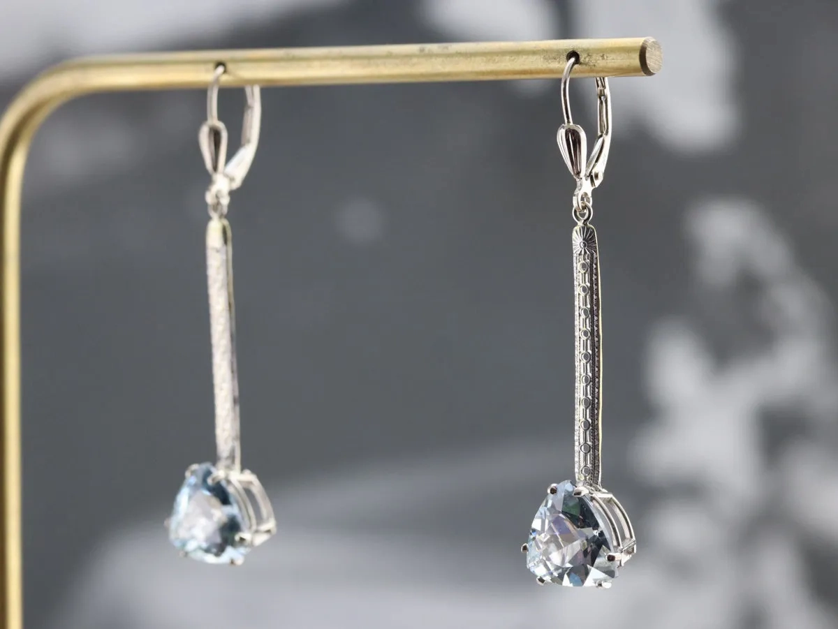 Aquamarine Trillion Cut Drop Earrings