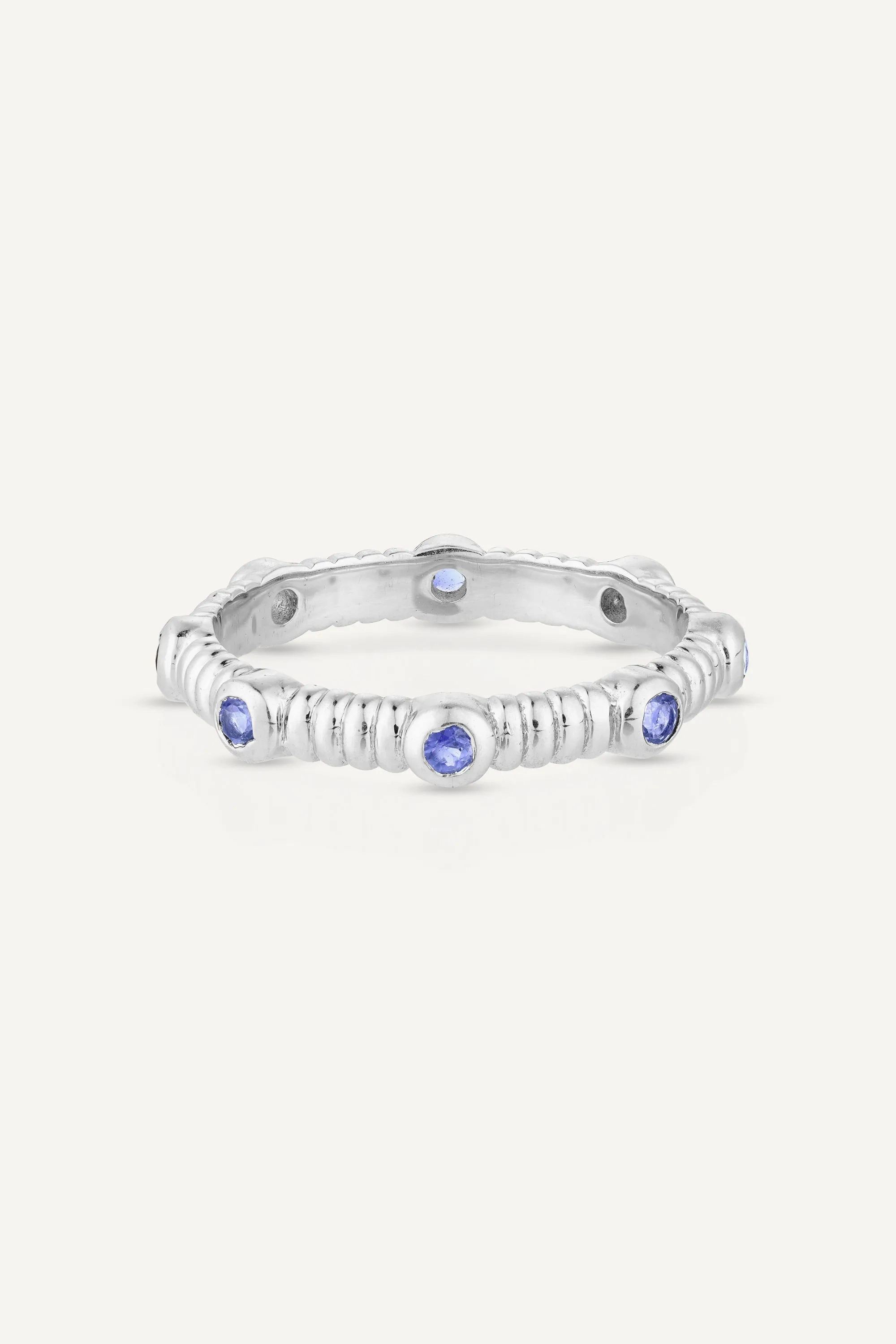 Asymmetric Iolite Silver Stacker