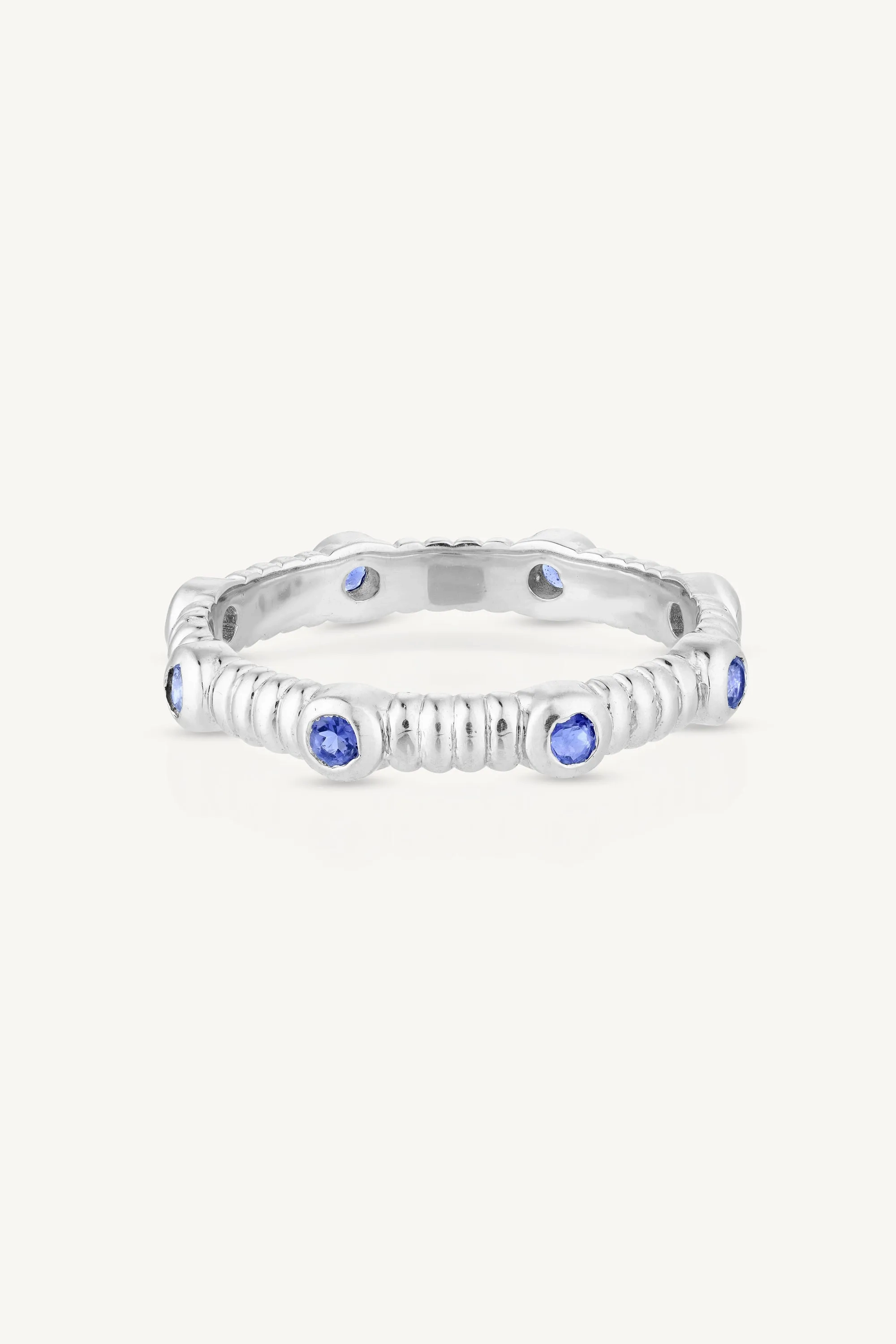Asymmetric Iolite Silver Stacker