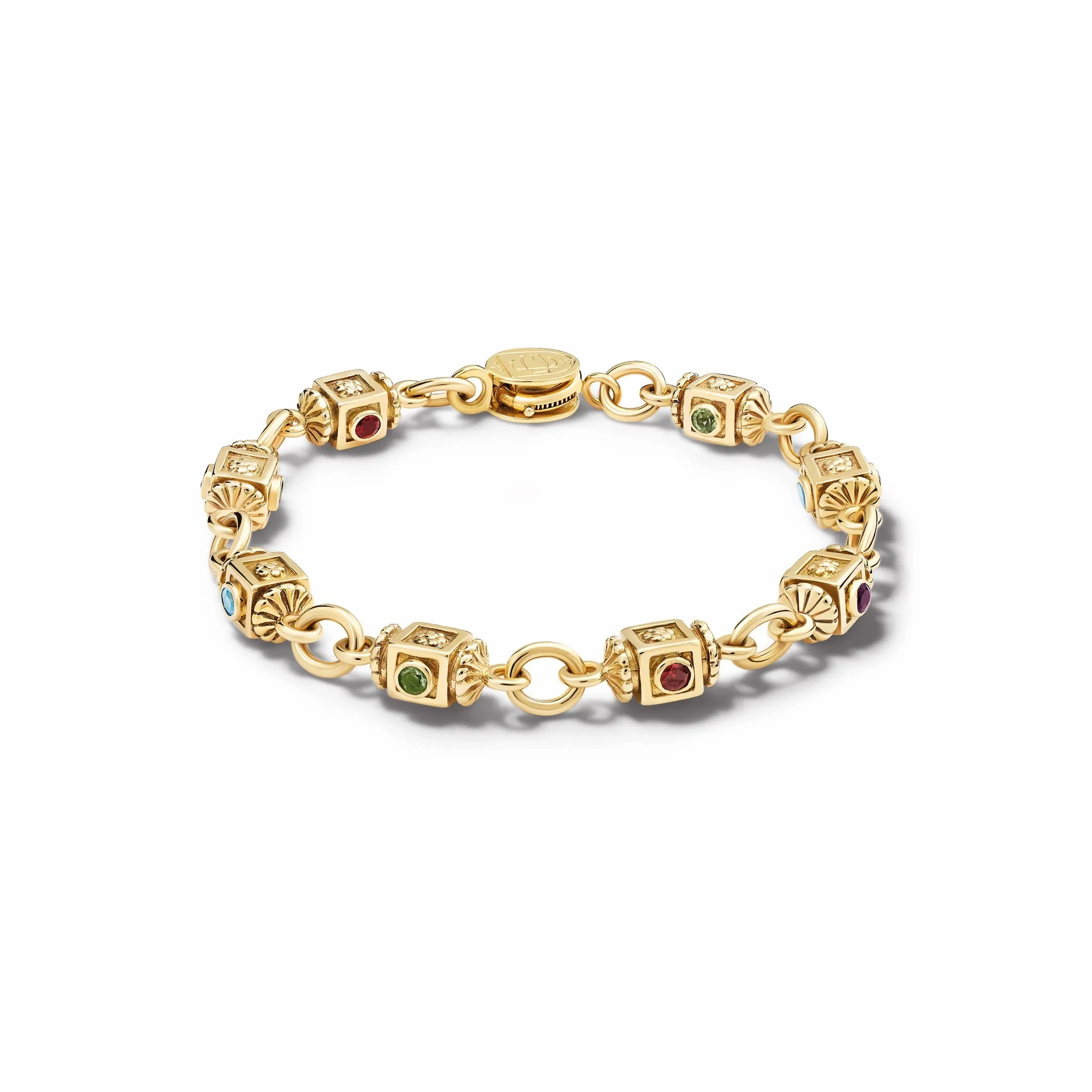 Avenue des Pyramides Bracelet Yellow Gold - Amethyst, Peridot, Garnet &amp; Aquamarine