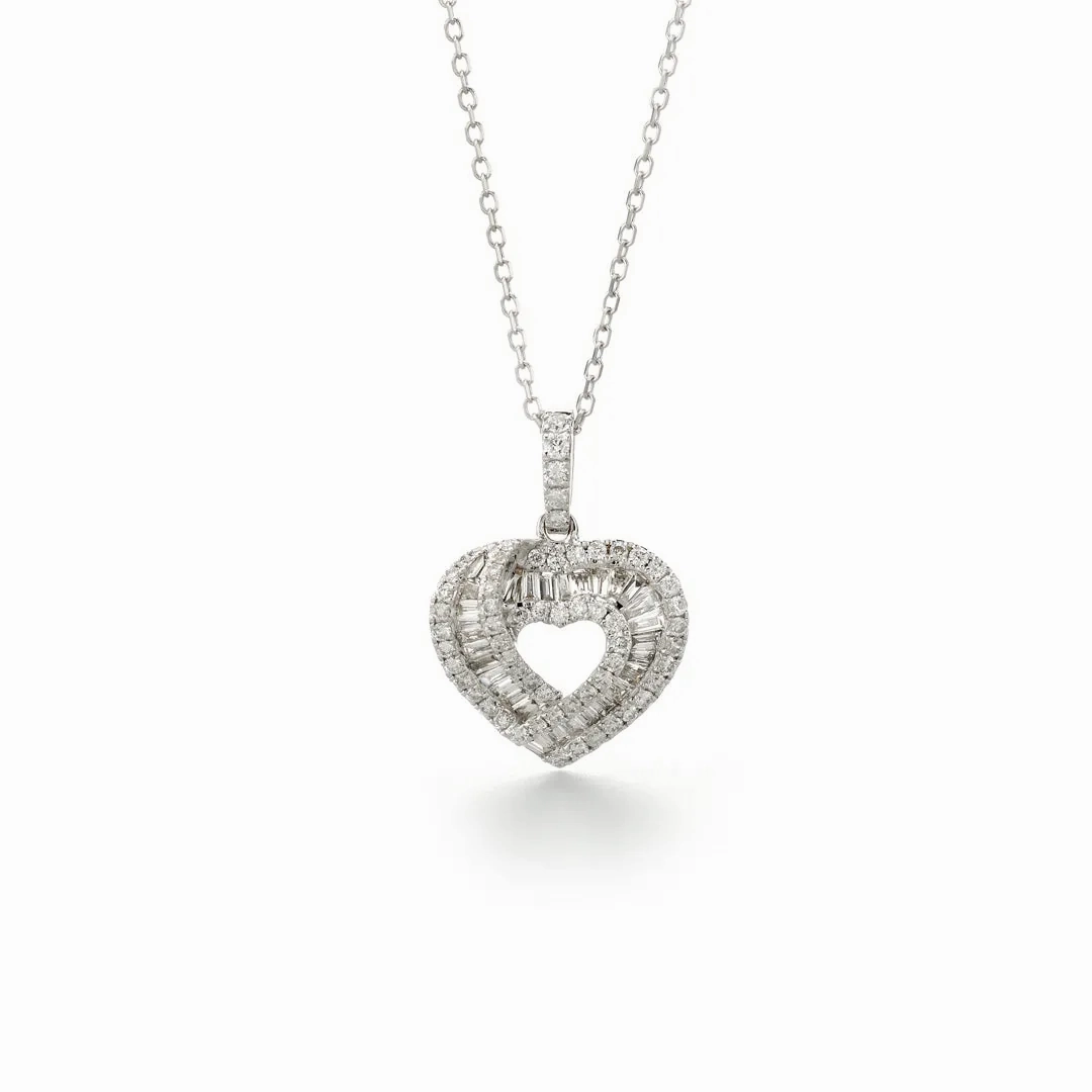 Baguette Open Heart Pendant