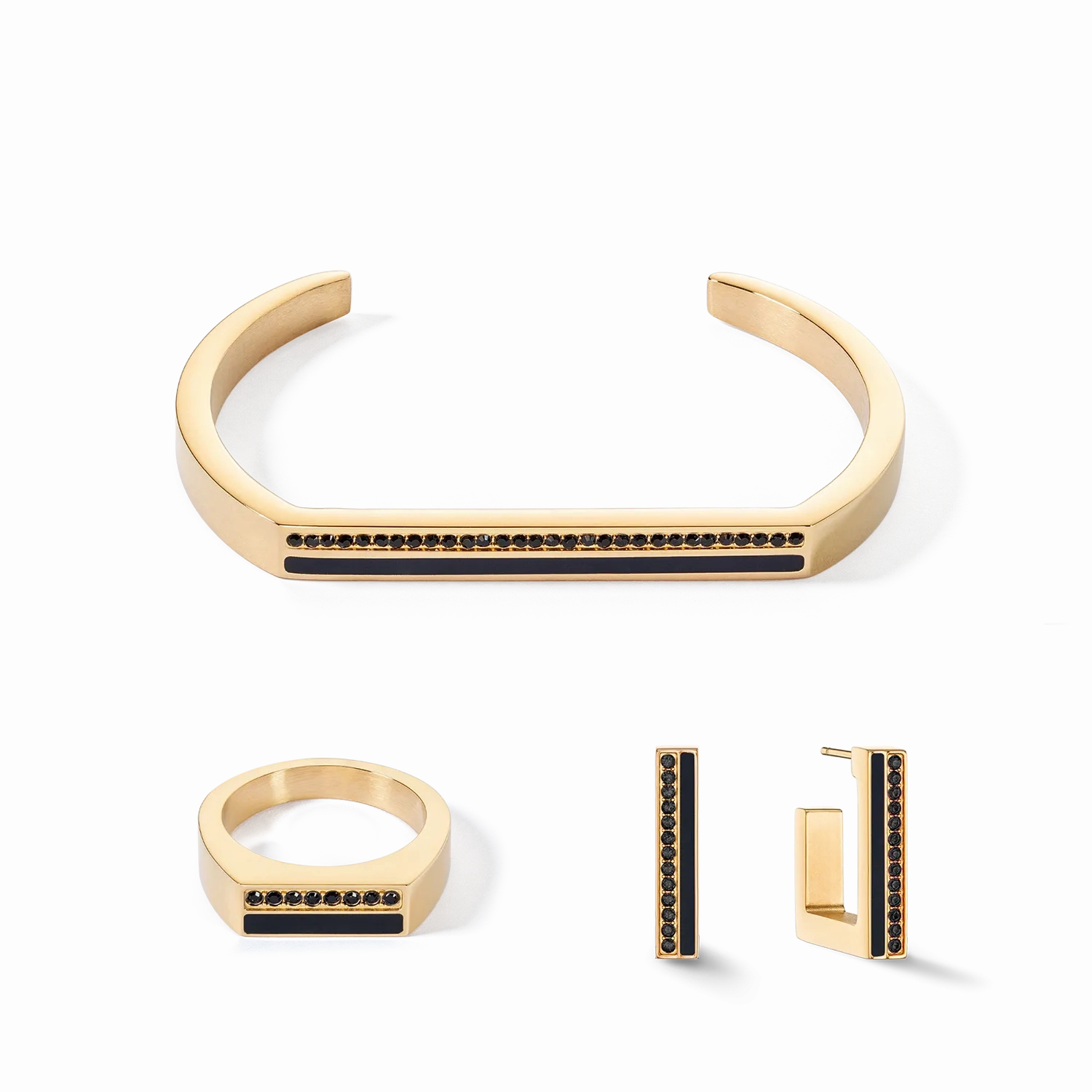 Bangle Cuff Square Stripes gold-black