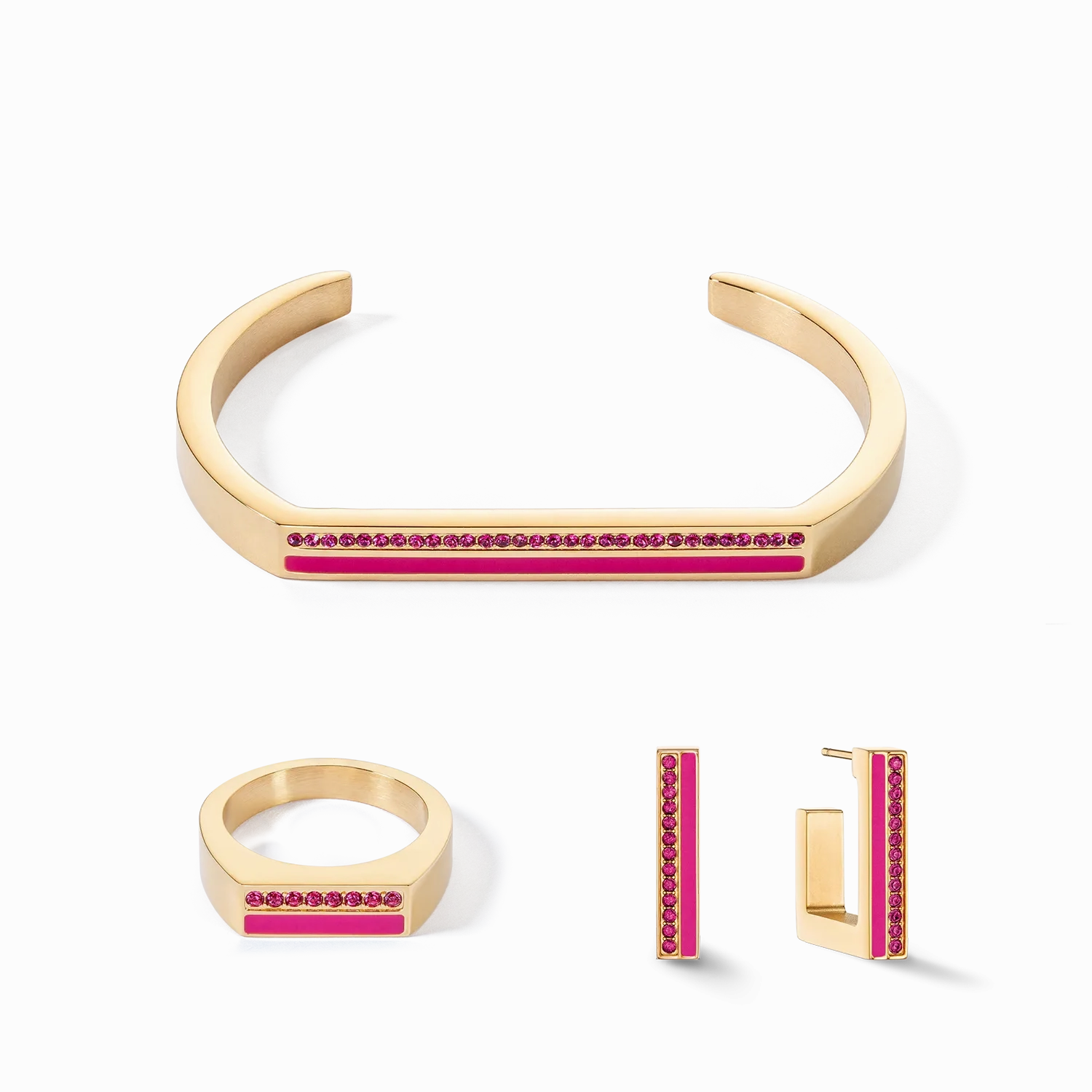 Bangle Cuff Square Stripes gold-pink