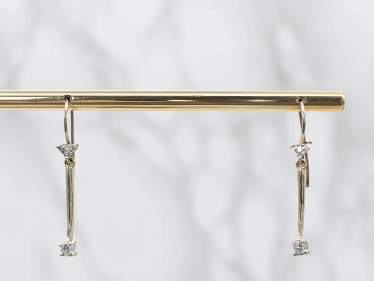 Bar Link Diamond Drop Earrings