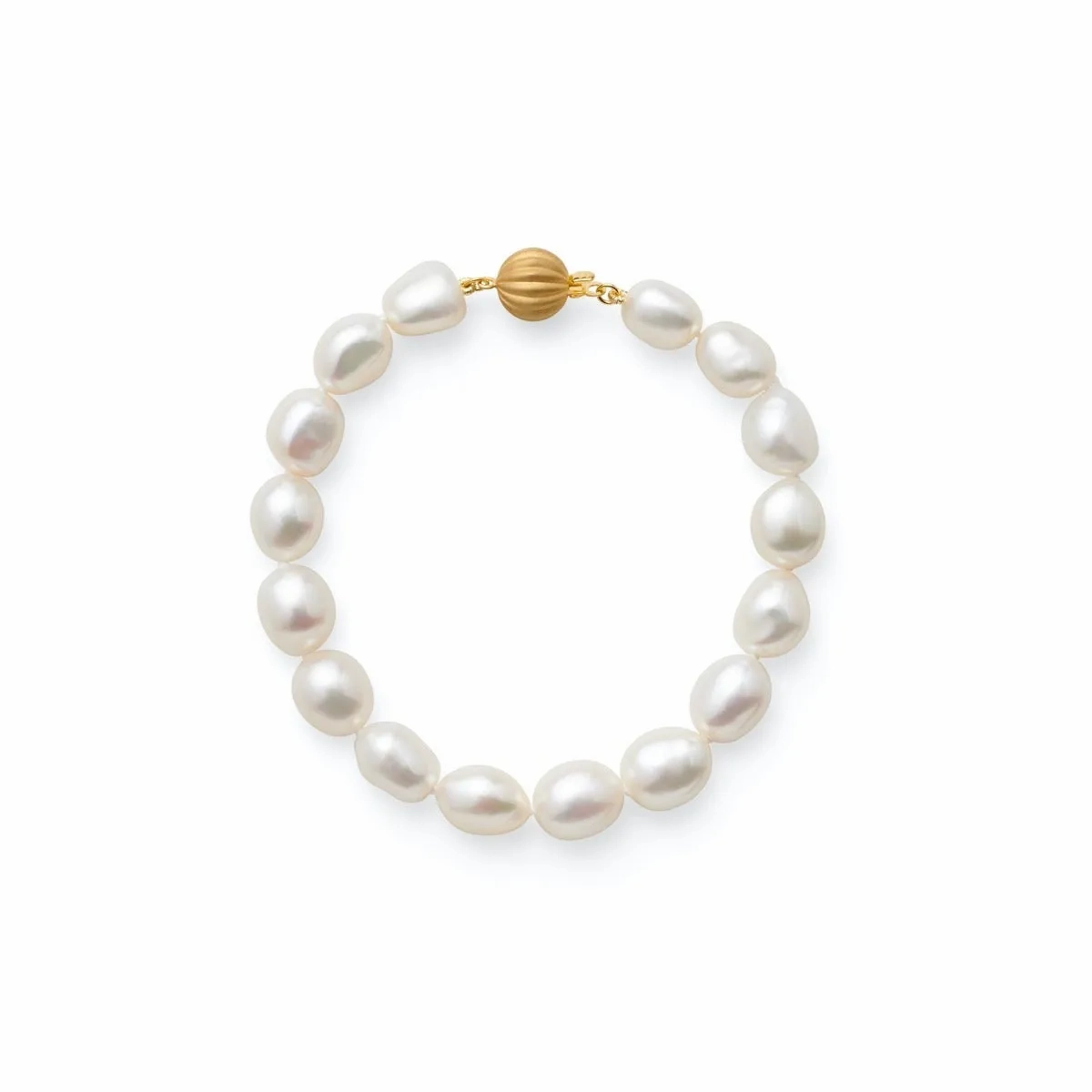 Baroque White Pearl &amp; Gold Bracelet