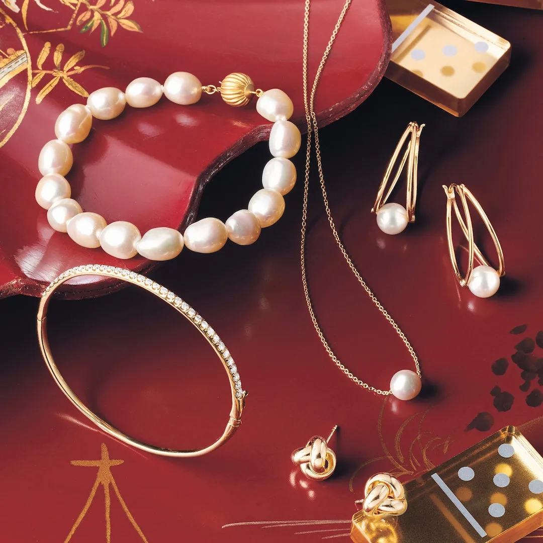Baroque White Pearl &amp; Gold Bracelet