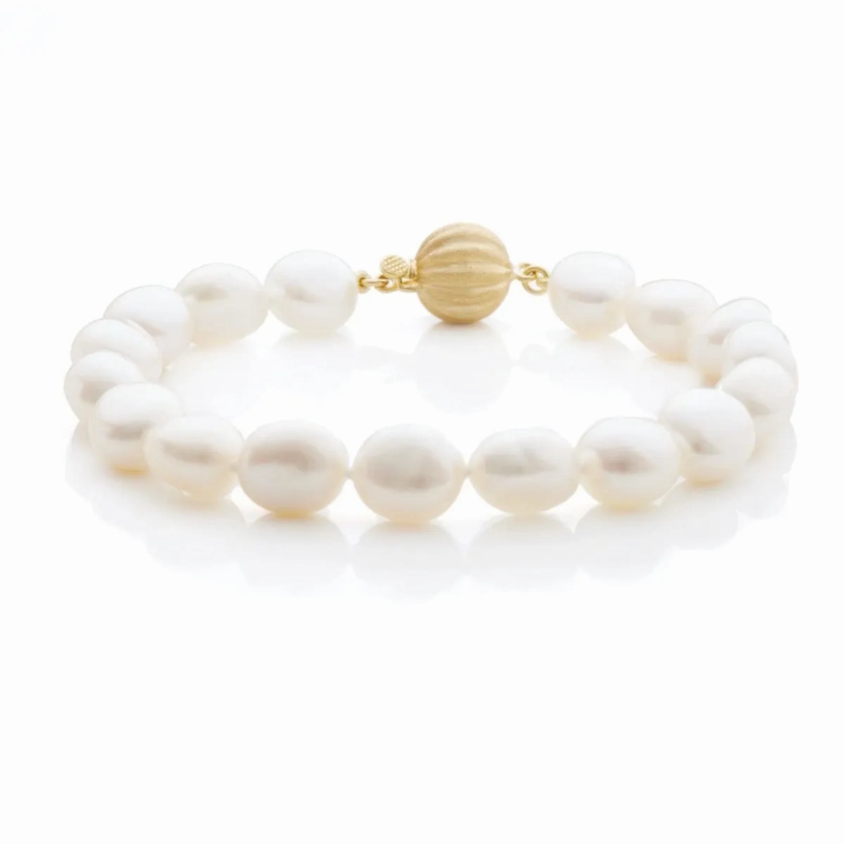 Baroque White Pearl &amp; Gold Bracelet