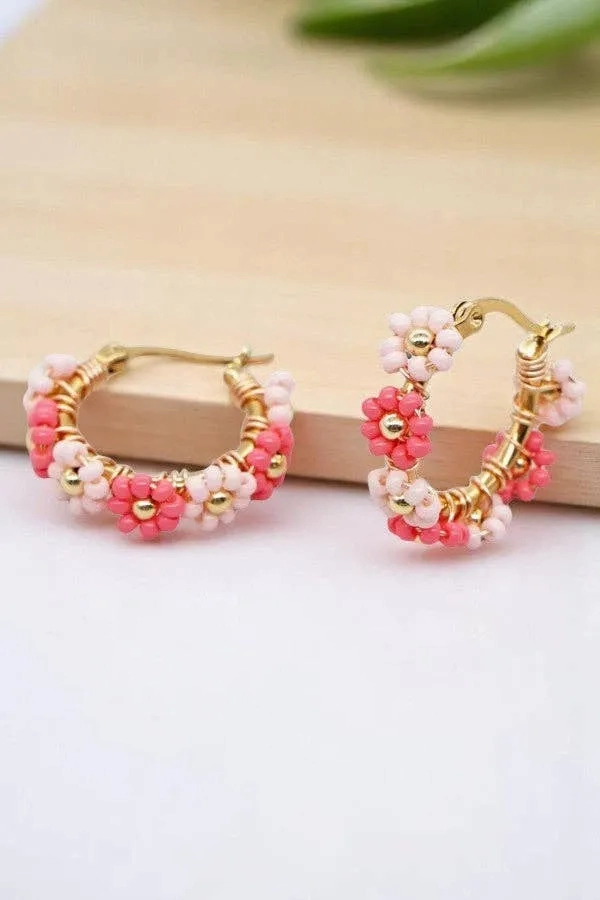 Beaded Earrings: Dark &amp; Light Pink