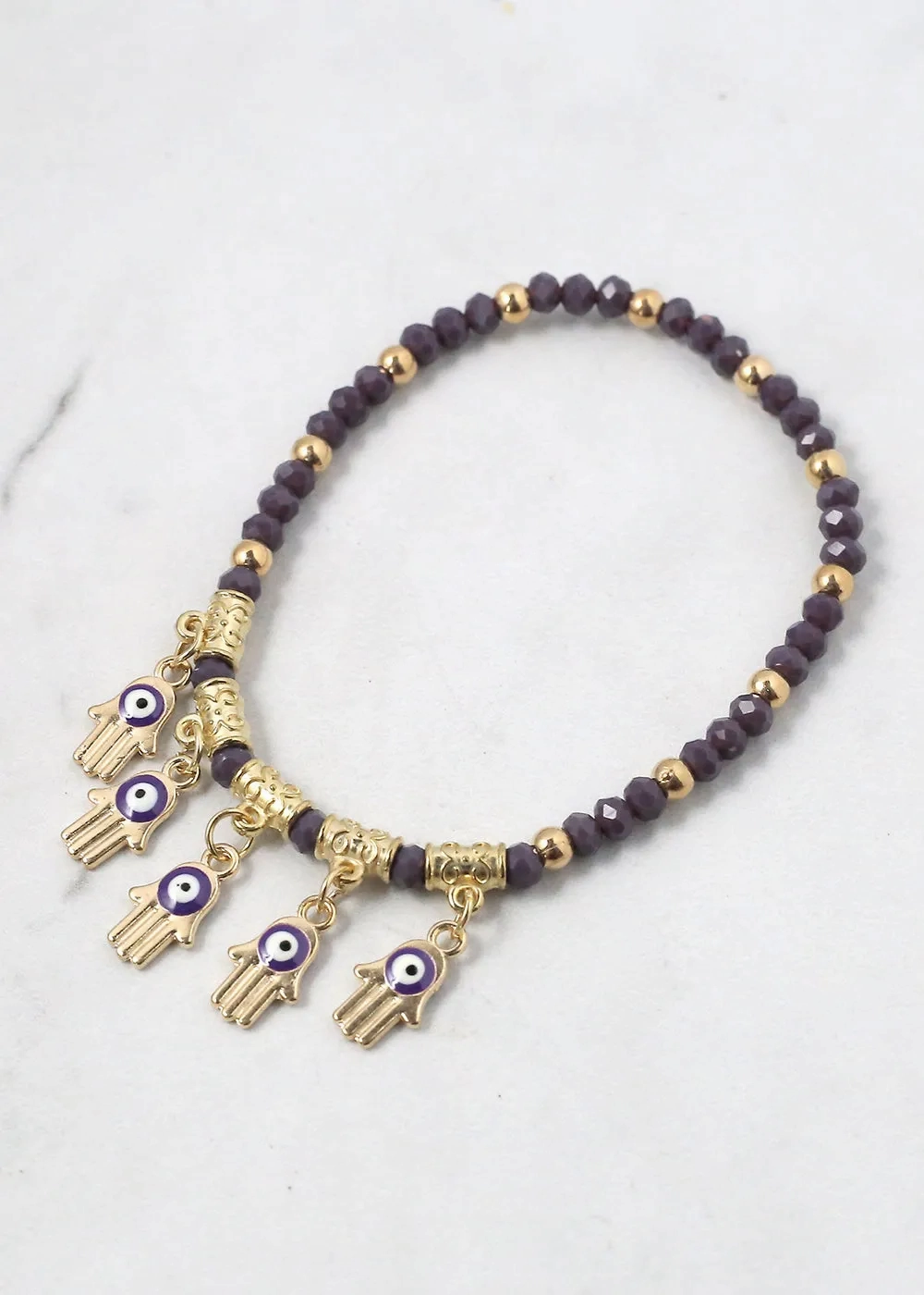 Beaded Hamsa Hand   Evil Eye Bracelet