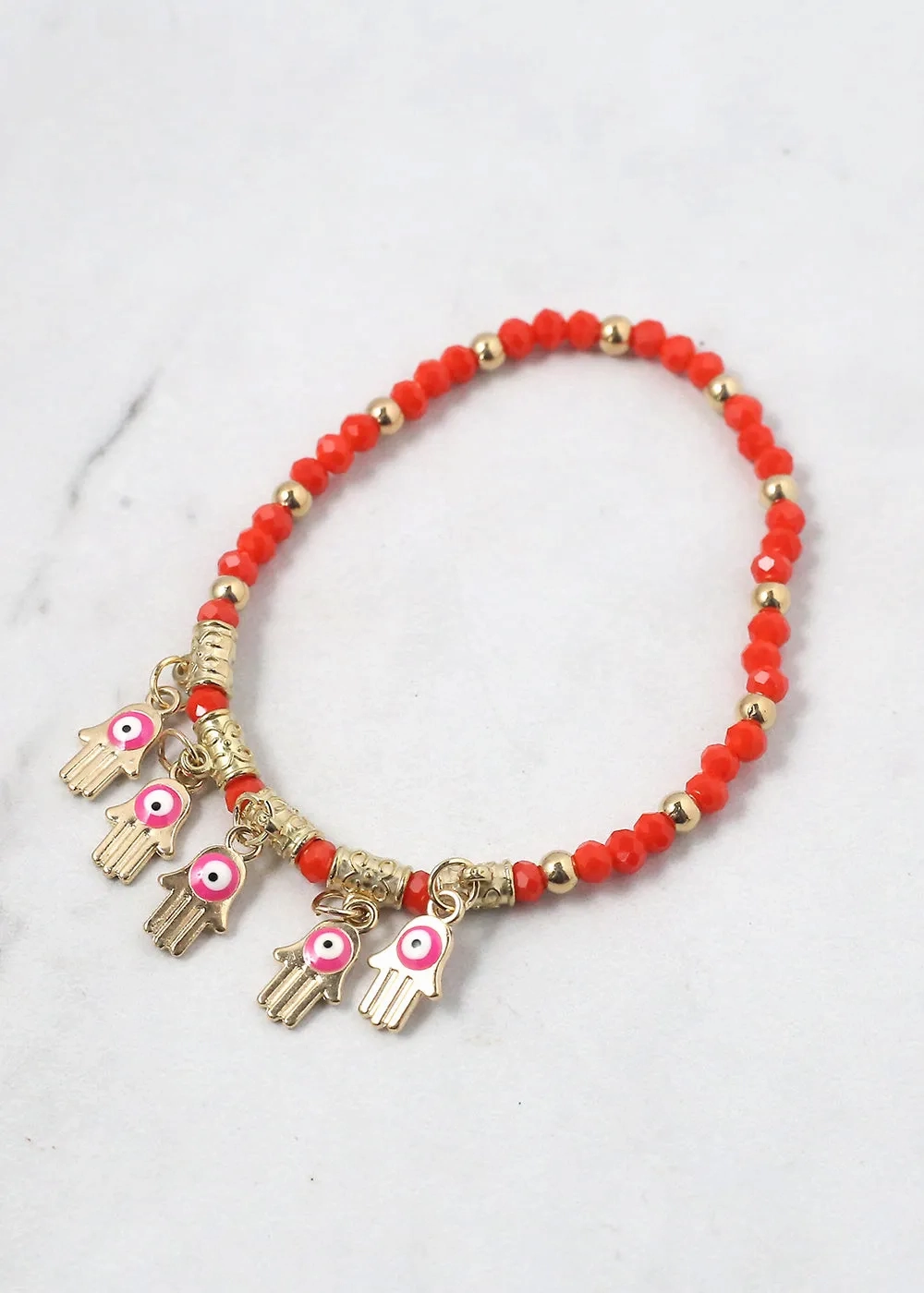 Beaded Hamsa Hand   Evil Eye Bracelet