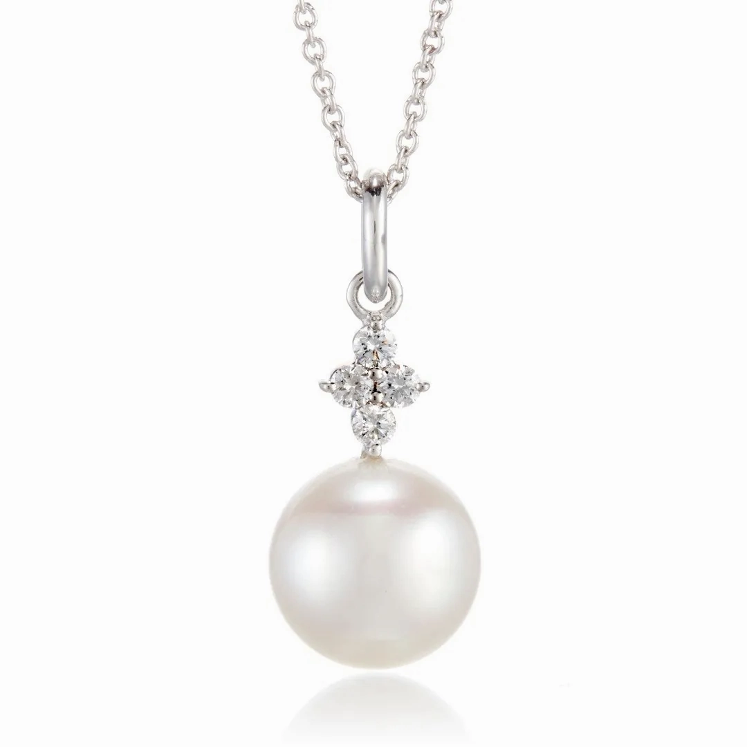 Belgravia Pendant Necklace in South Sea Pearl &amp; Diamonds
