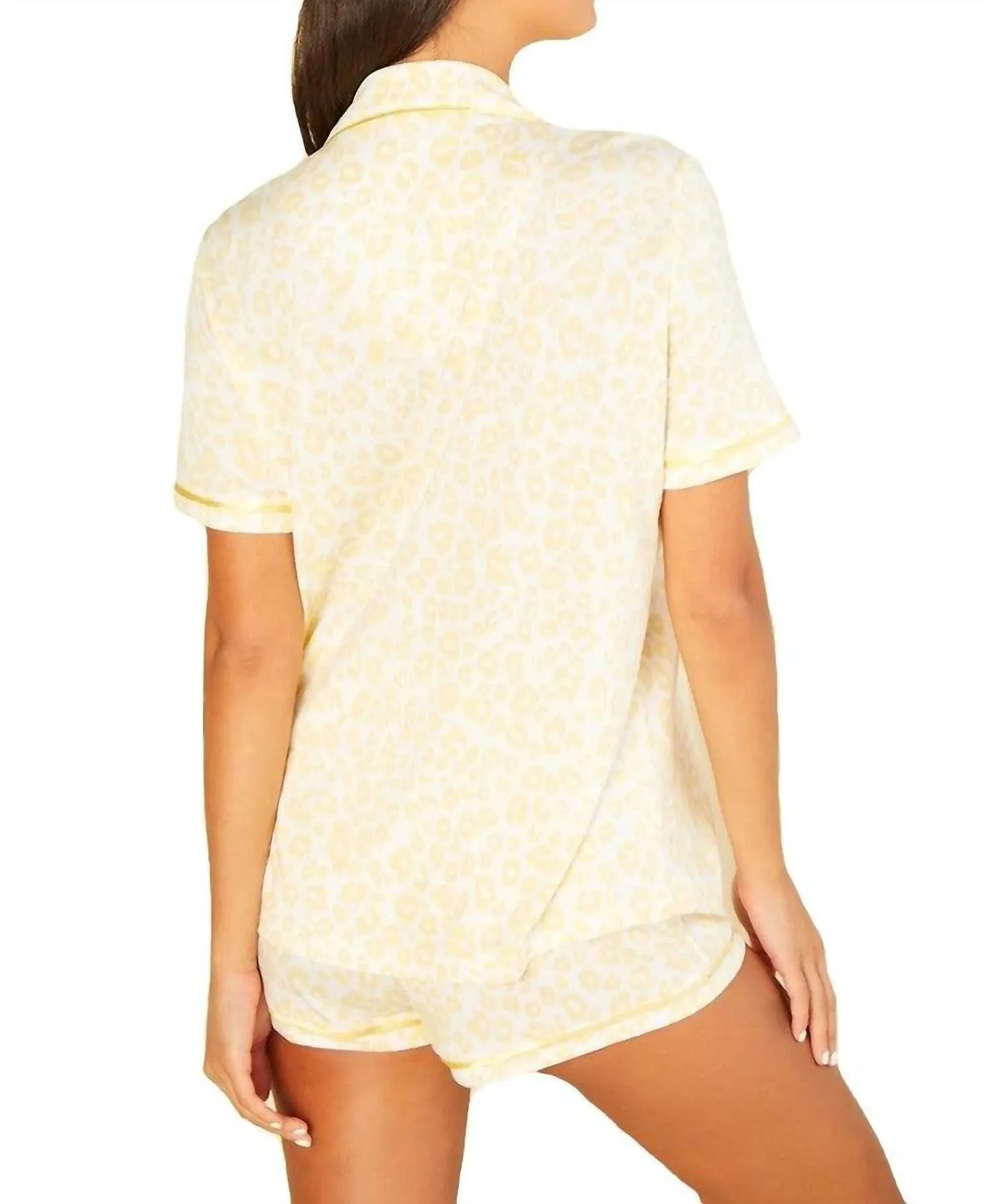 Bella Bedrucktes Kurzarmoberteil & Boxer-Pyjama-Set in Tierlimone/Limone