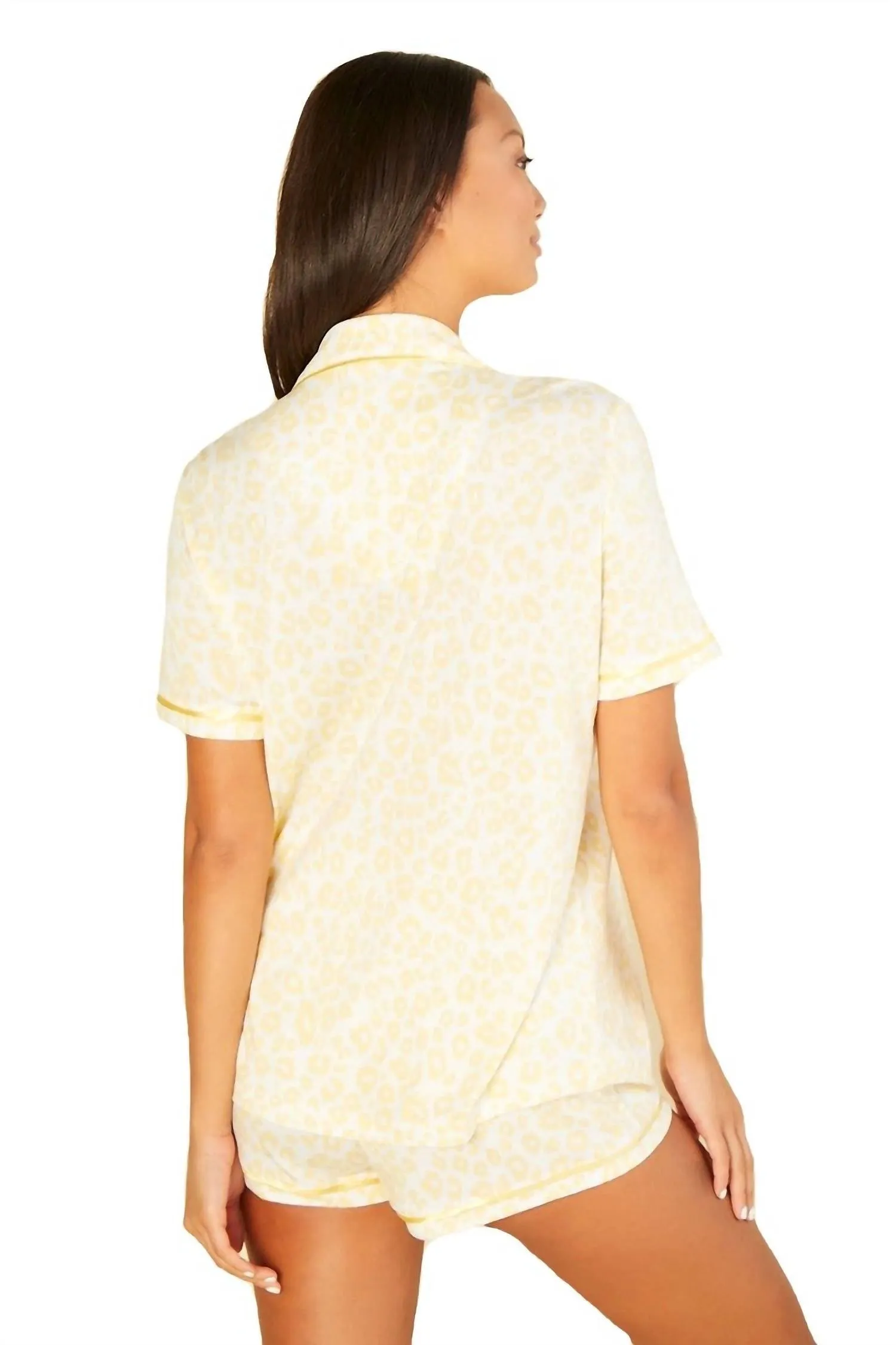 Bella Bedrucktes Kurzarmoberteil & Boxer-Pyjama-Set in Tierlimone/Limone