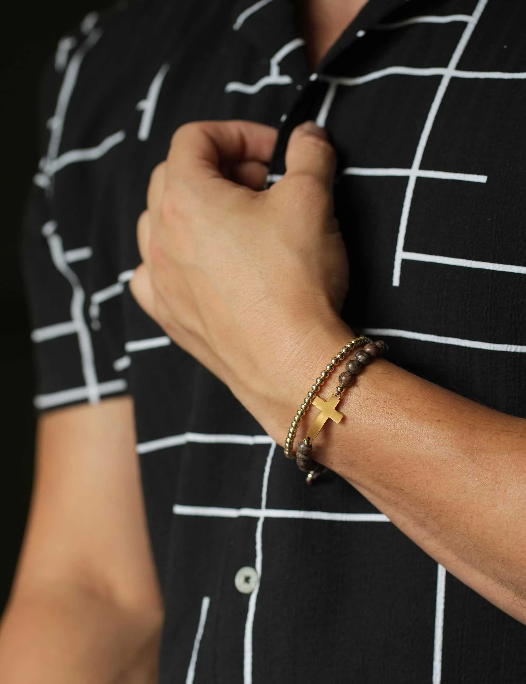 Bernardo Cross Bracelet - Brown