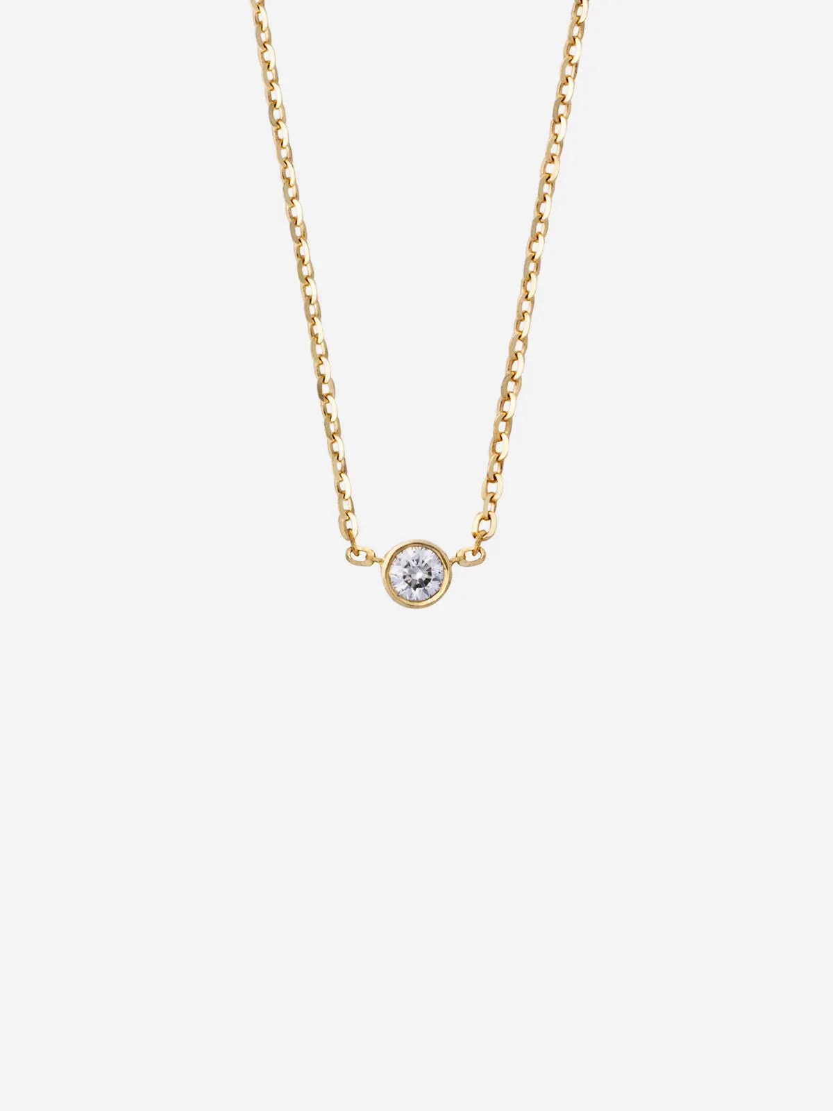 Bezel Diamond 0.05 14K Gold Necklace w. Diamond