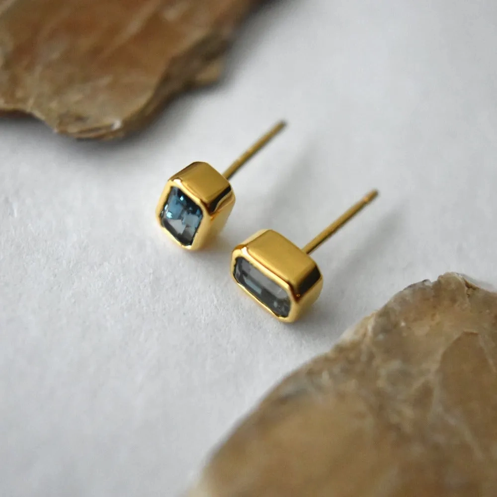 Bezel Set London Blue Topaz Studs