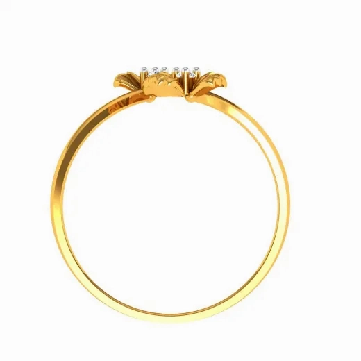 Bi-floral American Diamond Studded Unique Intricately Crafted 14KT Gold Ring