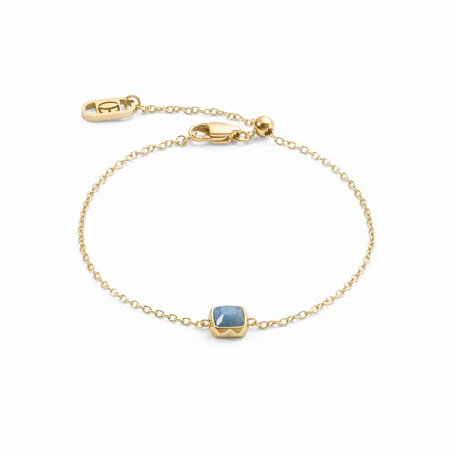 Birthstone March Bracelet Blue Aventurine Gold