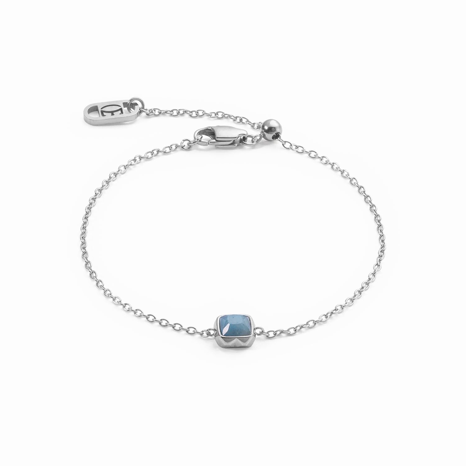 Birthstone March Bracelet Blue Aventurine Silver