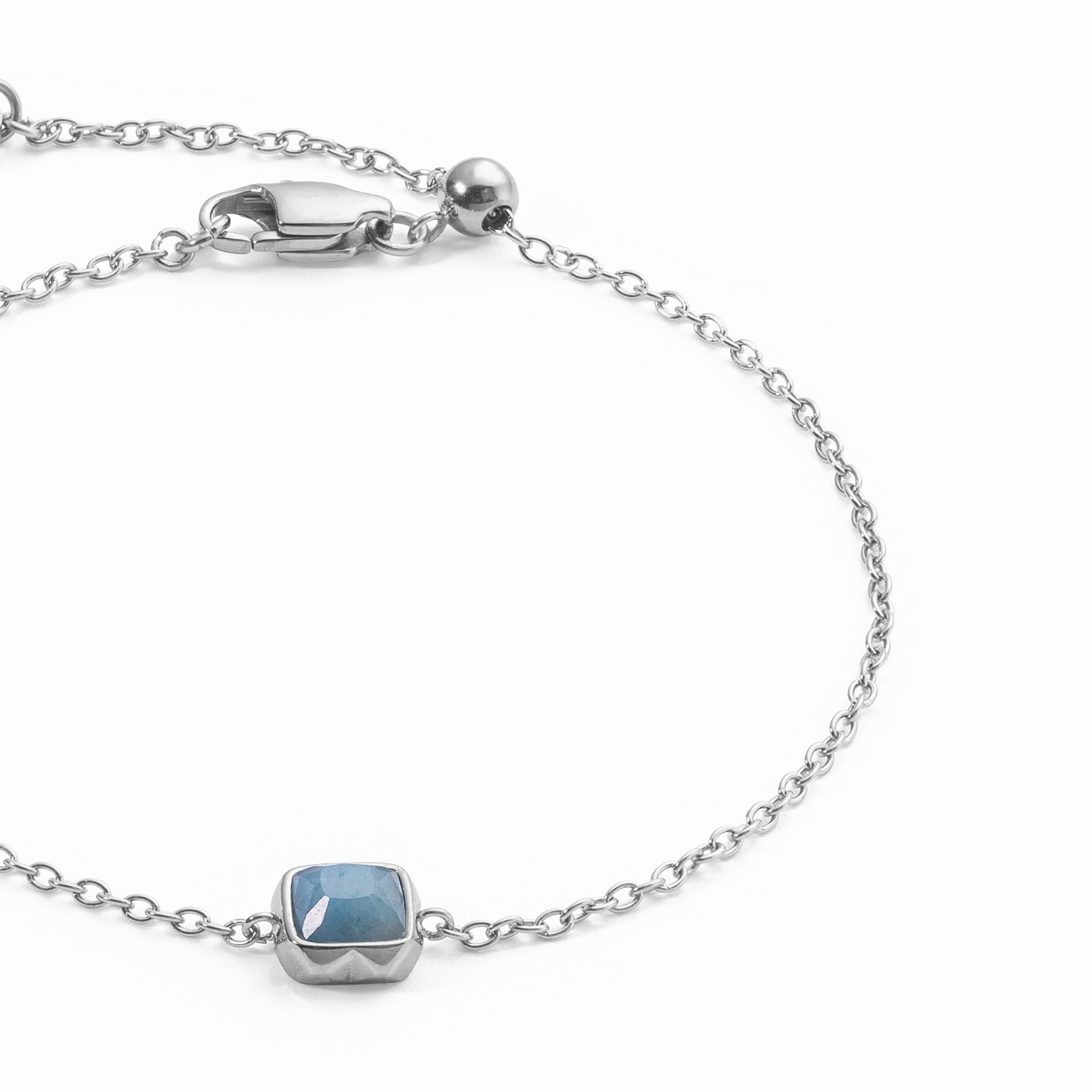 Birthstone March Bracelet Blue Aventurine Silver