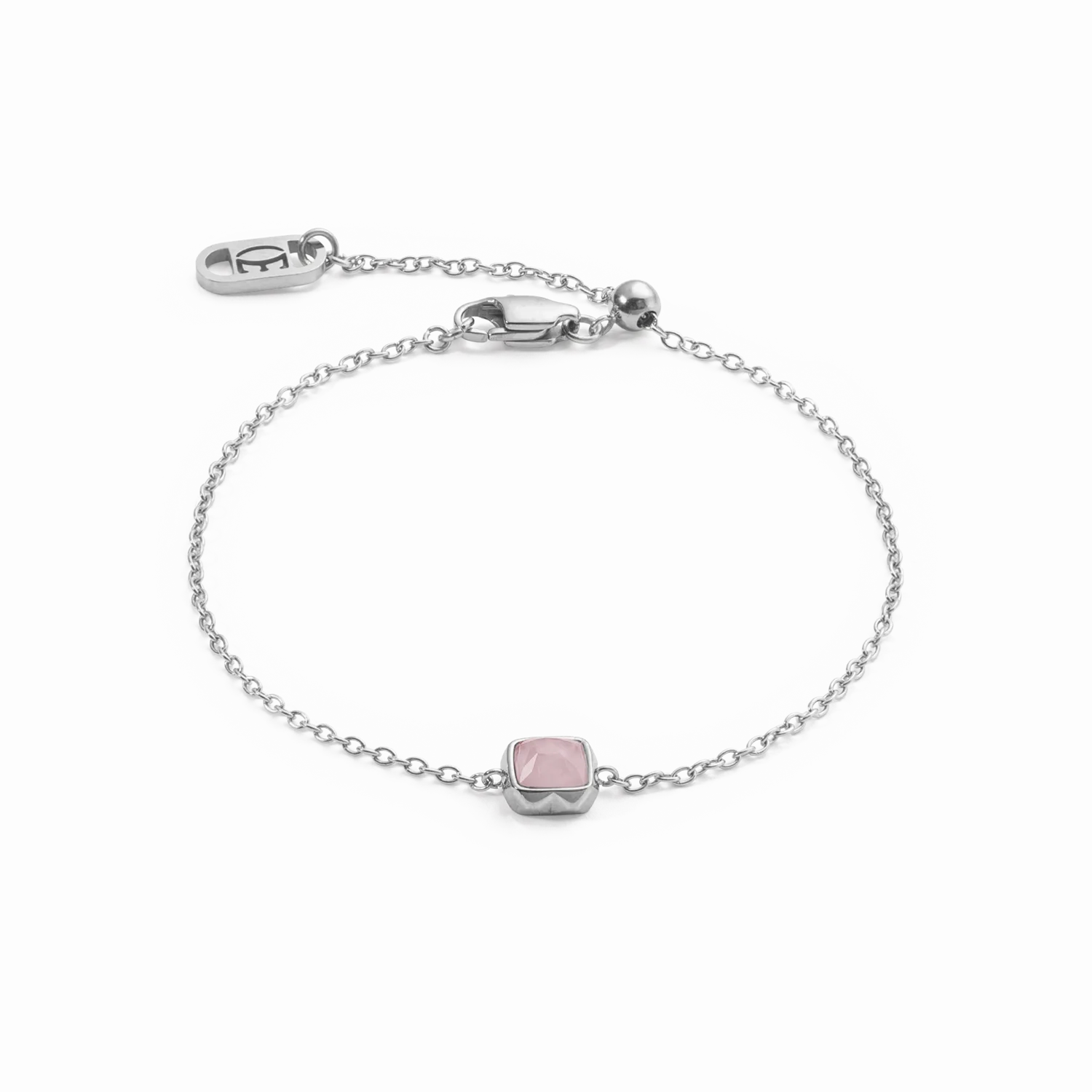 Birthstone October Bracelet Rose Quartz Silver