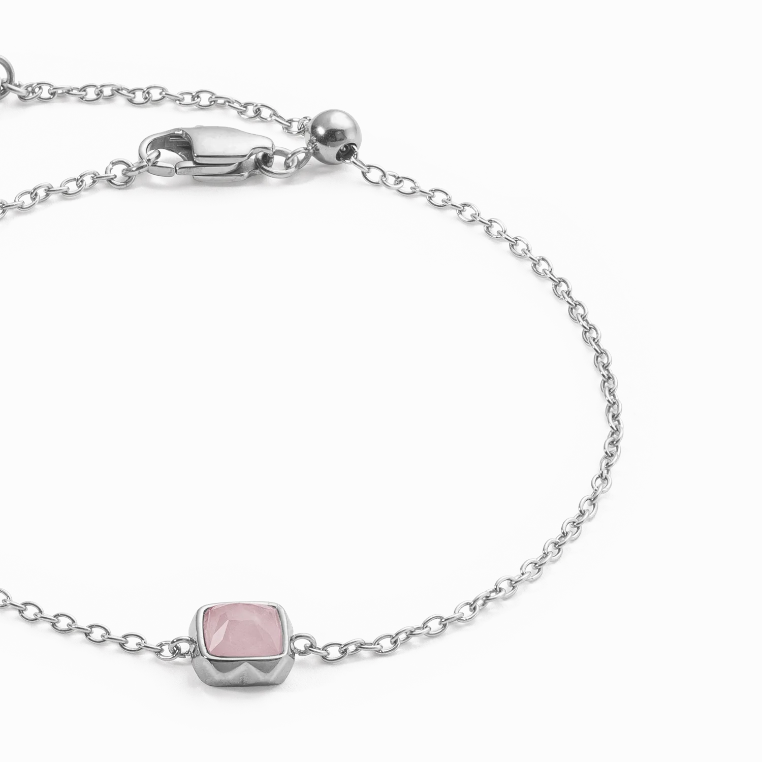 Birthstone October Bracelet Rose Quartz Silver
