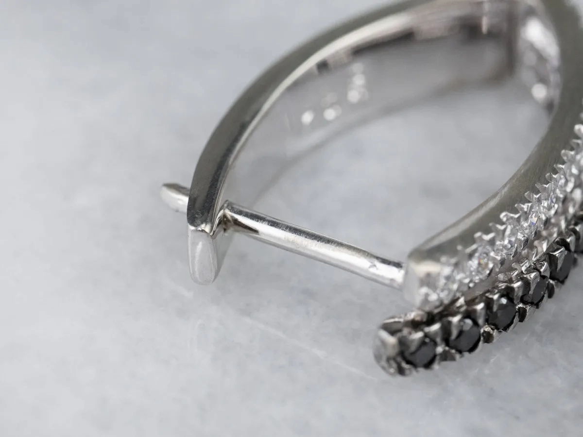 Black and White Diamond Hoop Earrings