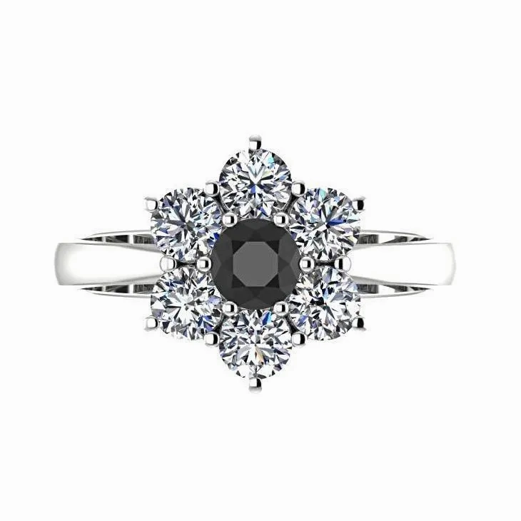 Black Diamond Ring with White Diamonds
