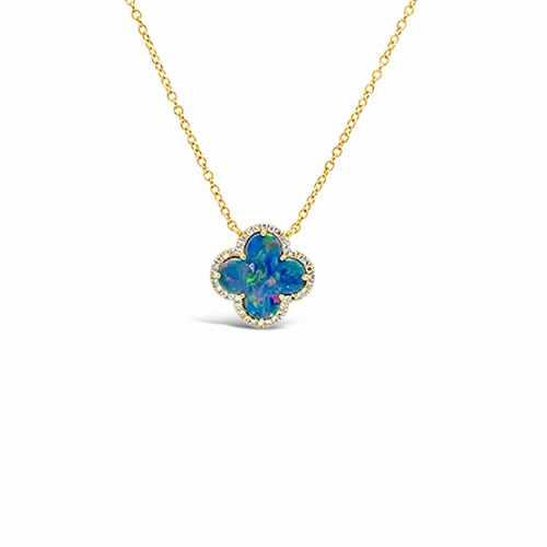 Black Opal Clover Pendant