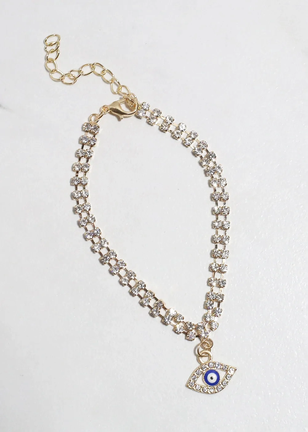 Bling Evil Eye Chain Bracelet