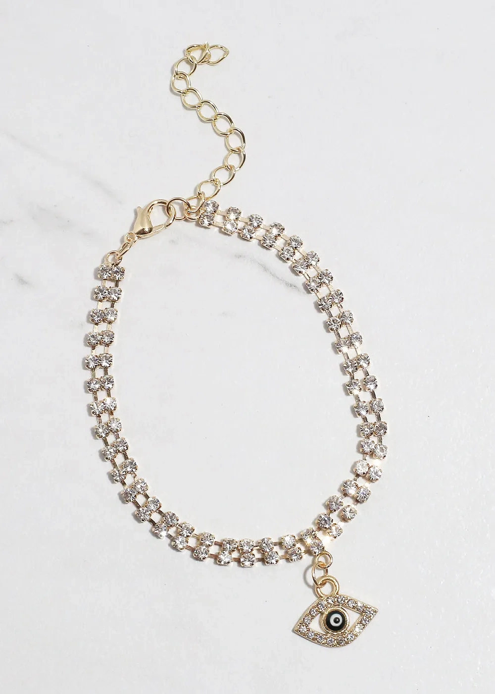 Bling Evil Eye Chain Bracelet