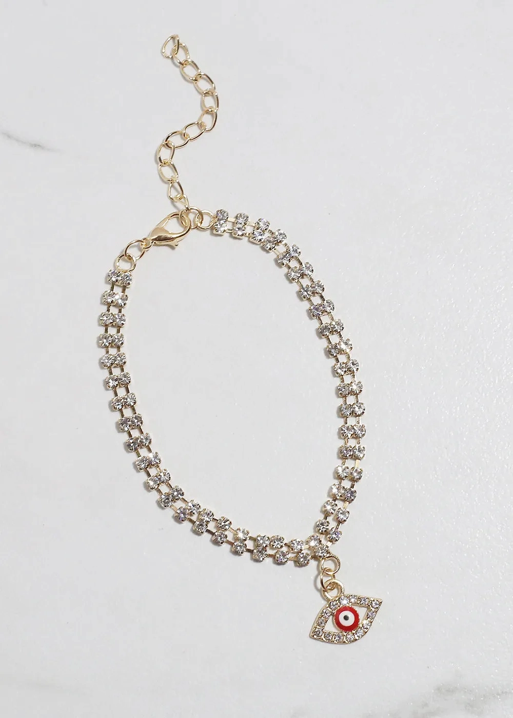 Bling Evil Eye Chain Bracelet
