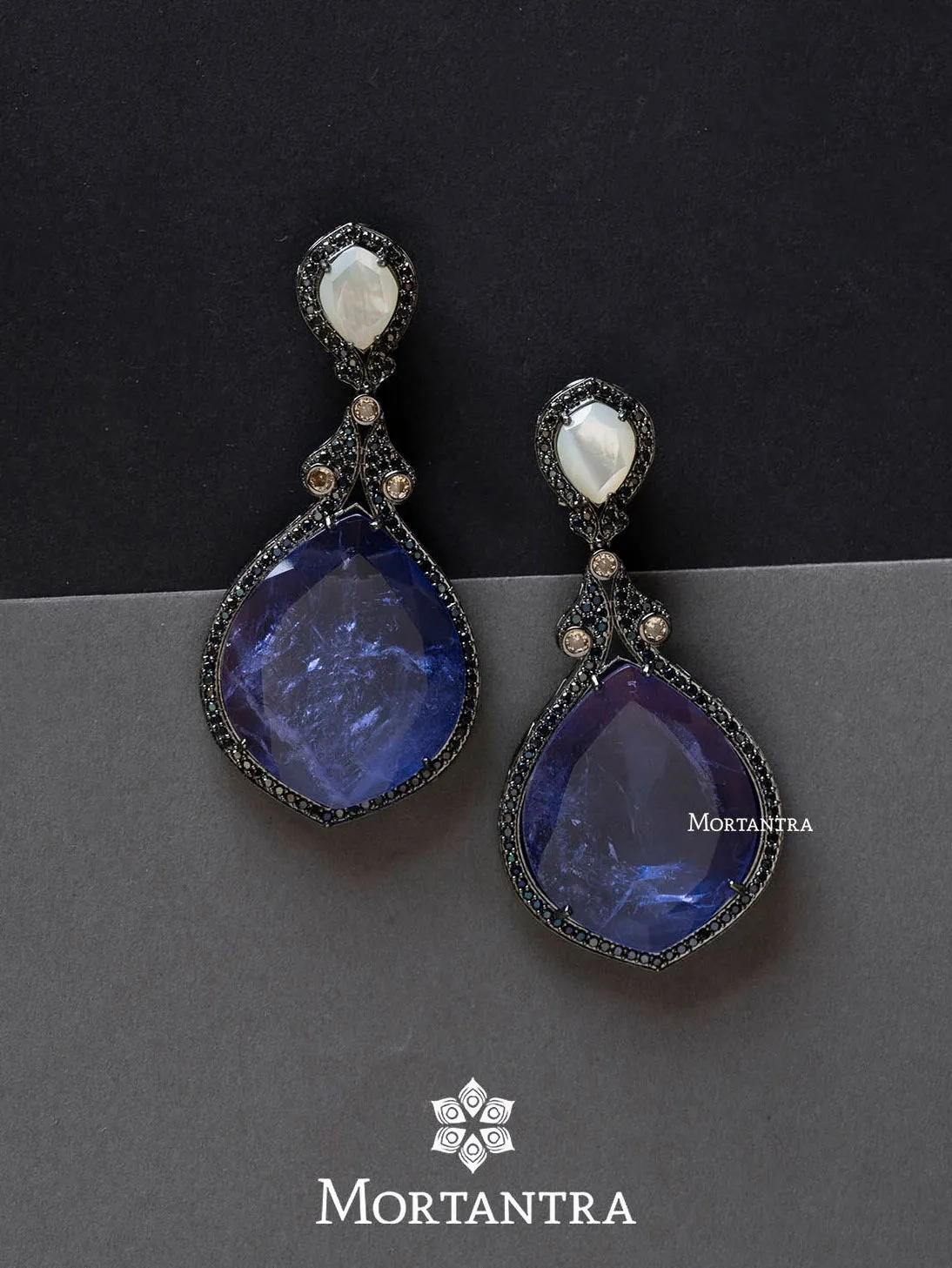 Blue Color Faux Diamond Earrings - CZEAR454BL