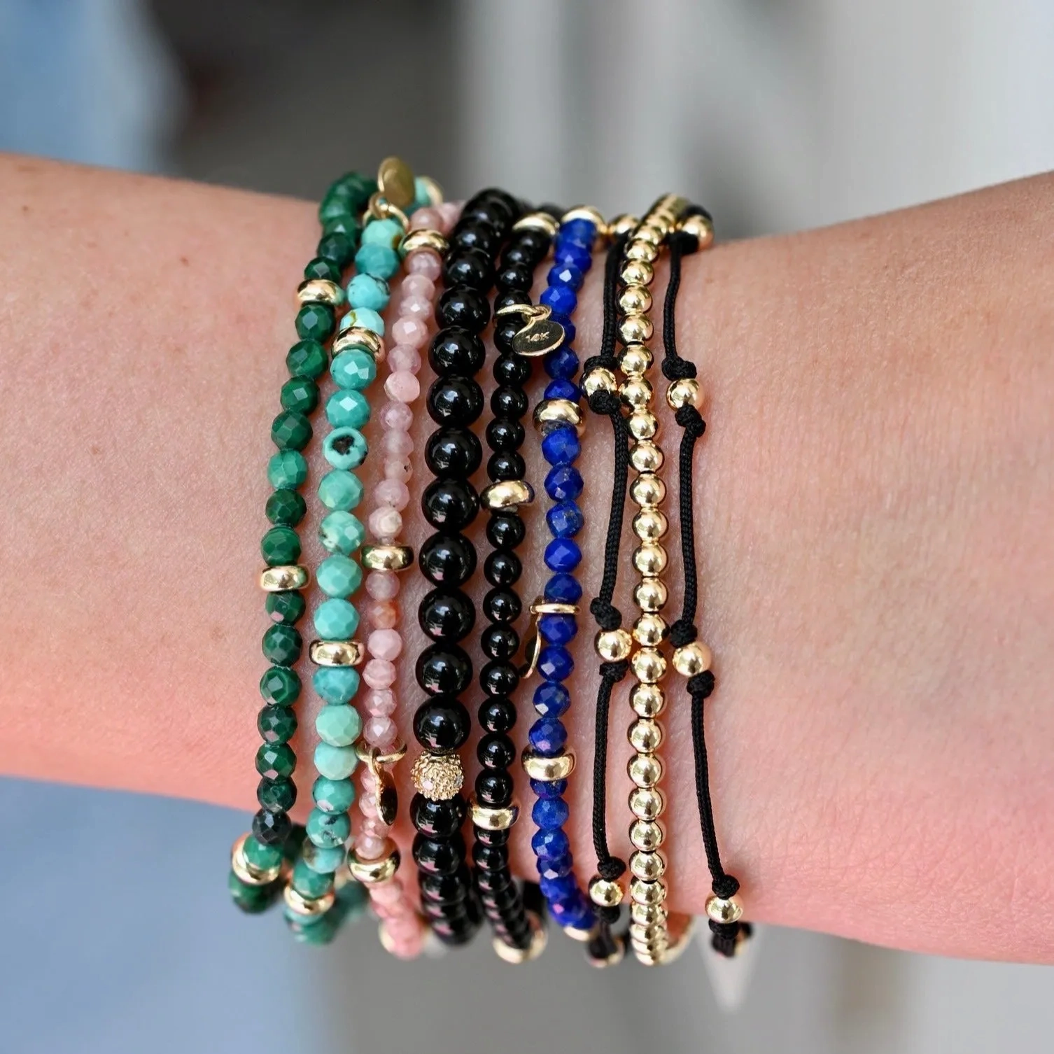 Blue Lapis Bead Bracelet