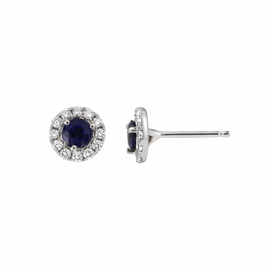 Blue Sapphire and Diamond Studs
