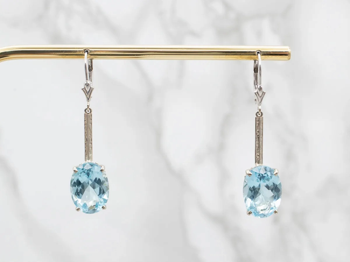 Blue Topaz Bar Set Drop Earrings