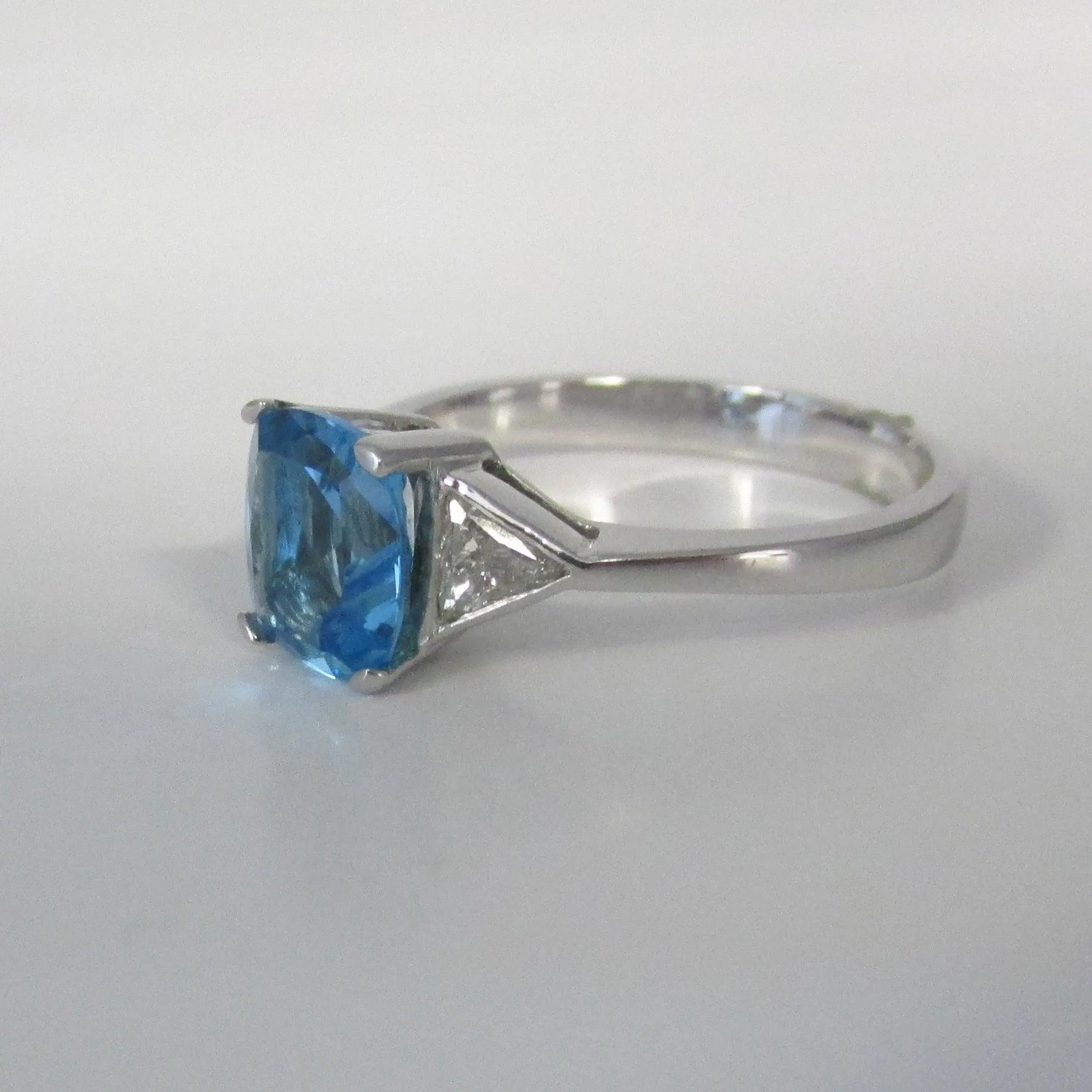 Blue Topaz Diamond Ring 14K White Gold