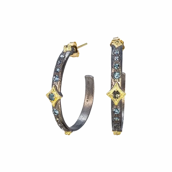 Blue Topaz Hoop Crivelli Earrings