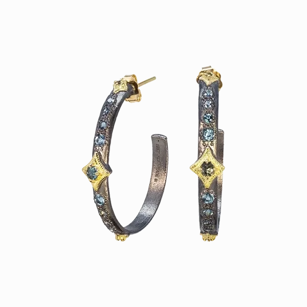Blue Topaz Hoop Crivelli Earrings