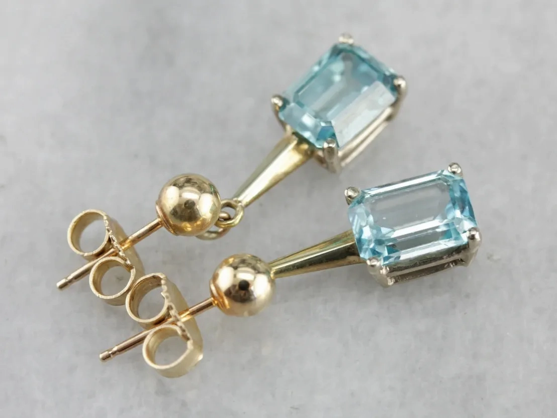 Blue Zircon Drop Earrings