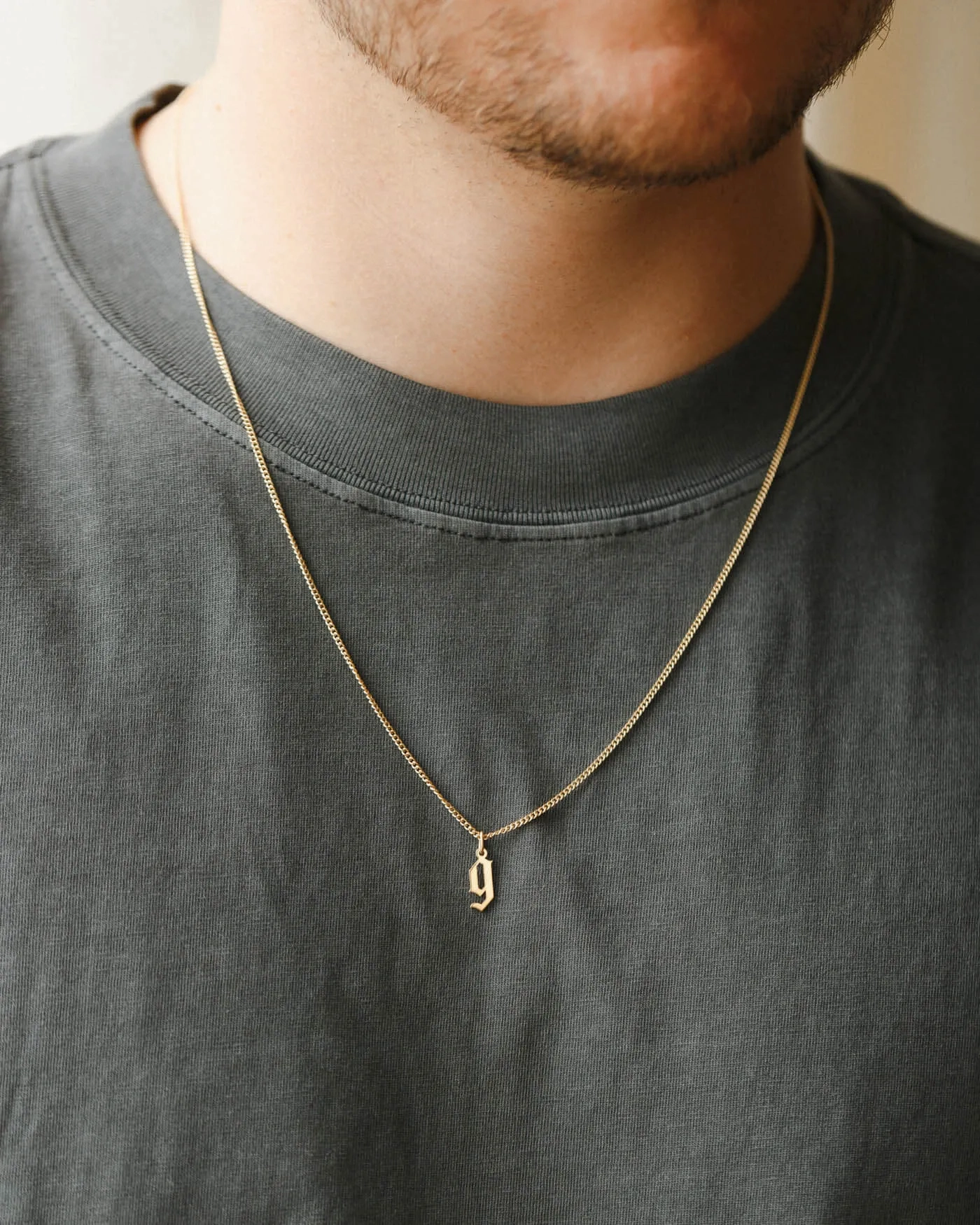 Bold Gothic Initial Necklace